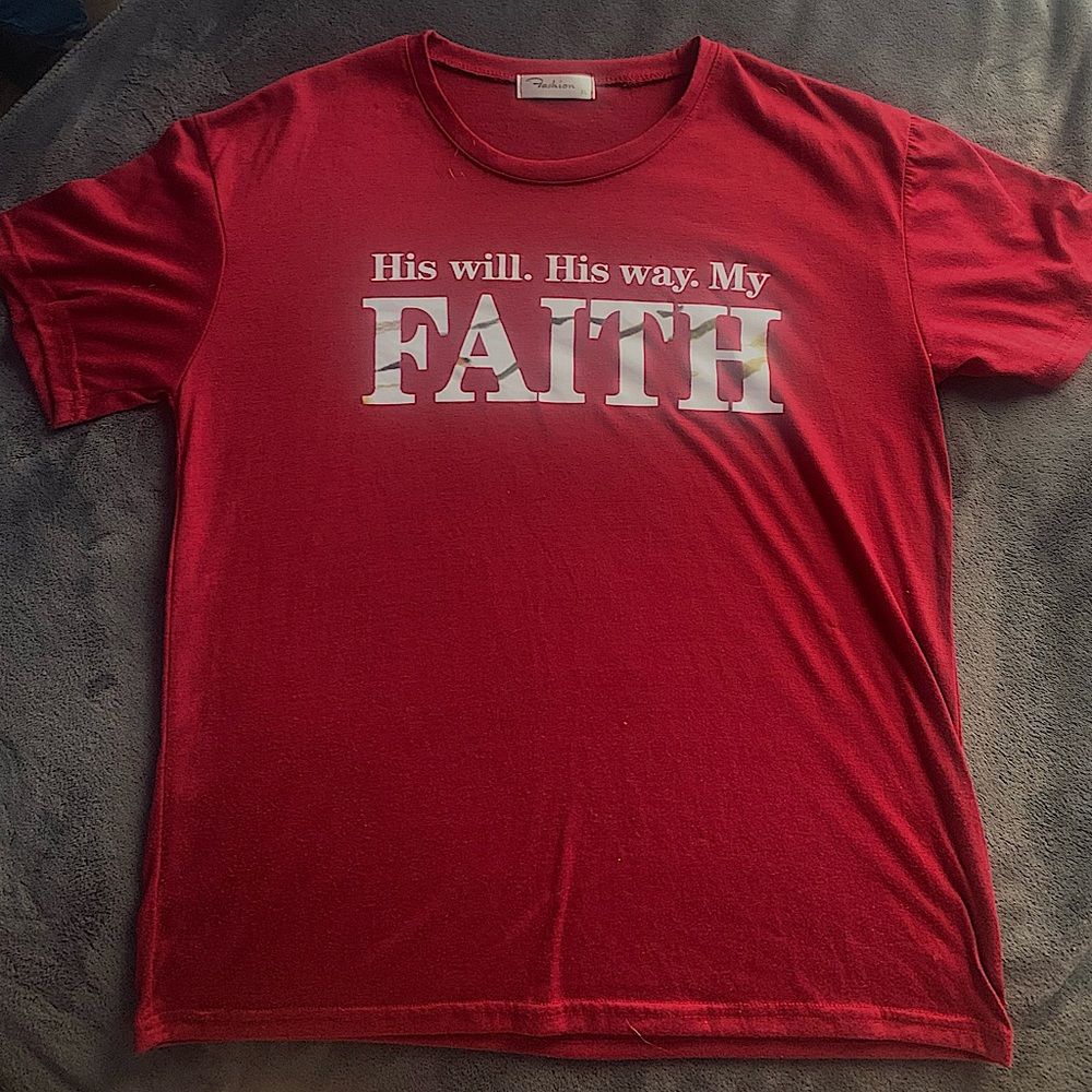 Red shirt “His will His way my FAITH” size:XL